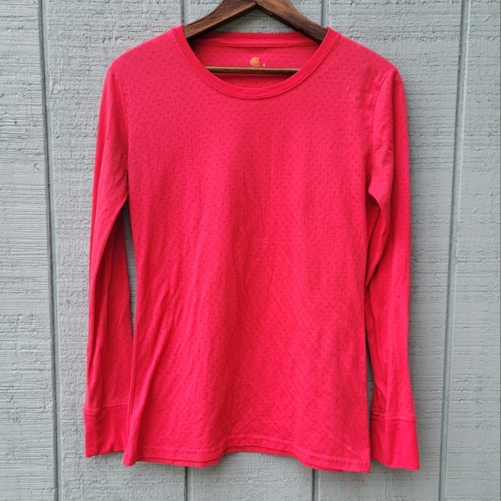 Carhartt Women's Polka Dot Burnout Baselayer Long Sleeve T-shirt sz S Pink